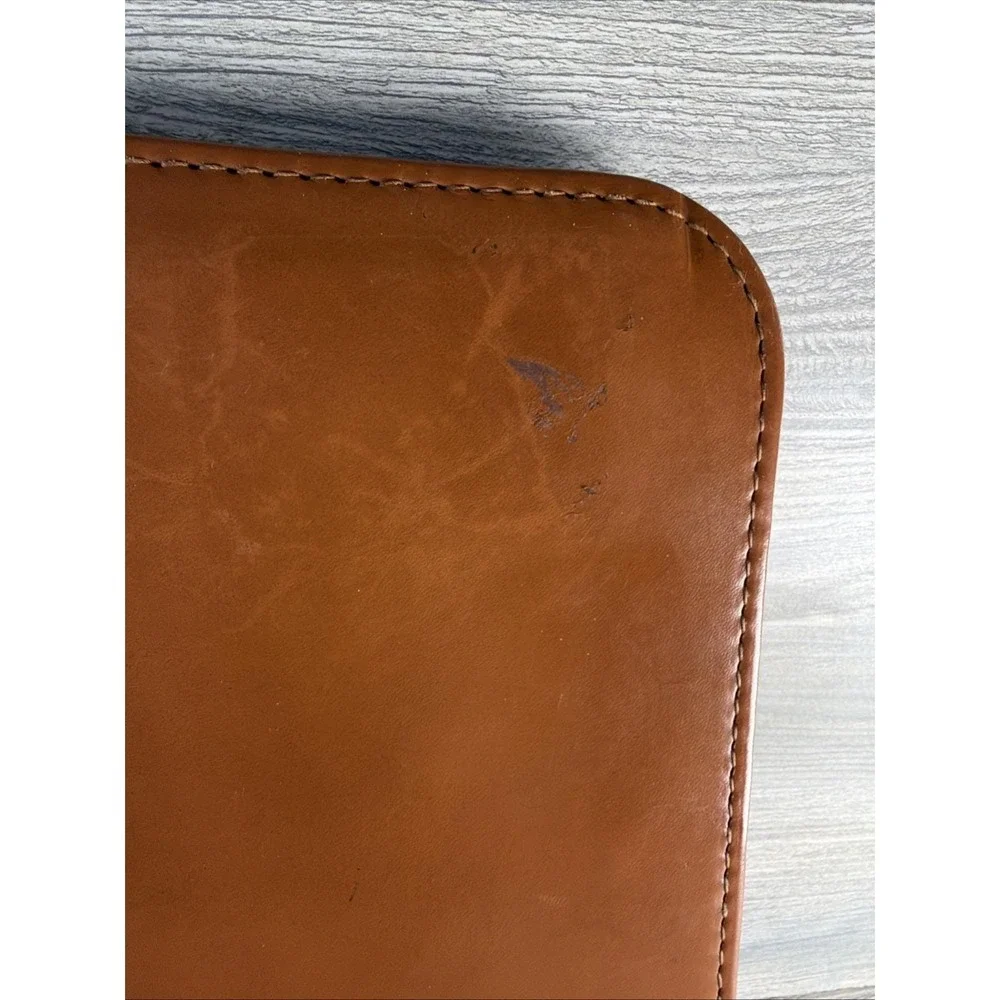Vtg Top Grain Cowhide Portfolio Business Folder Zippered NBC National Brief Case
